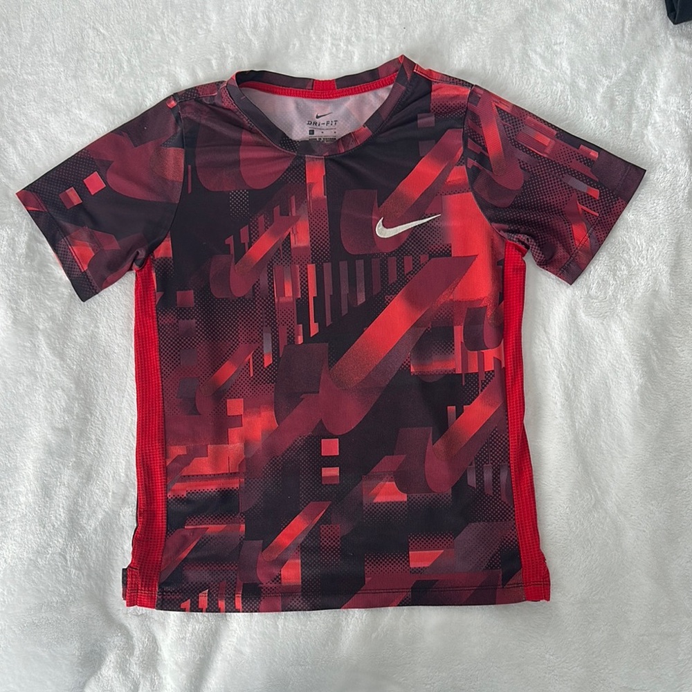 Nike Red and Black Patterned Tee